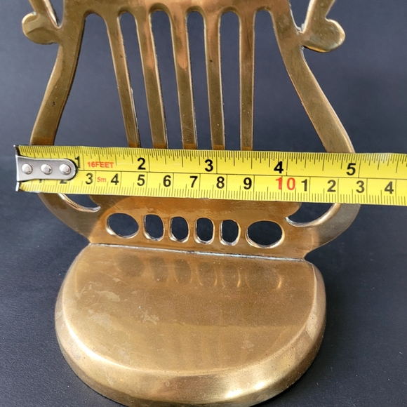 Set of 2 Vintage Brass Harp bookends, brass bookends, book shelf decor - Picture 5 of 7
